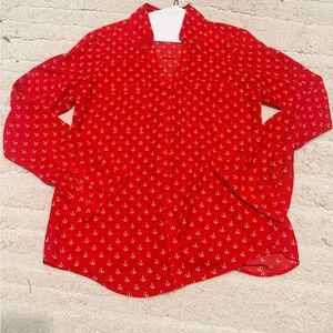 Express Vibrant Red Top with Nautical White Anchors